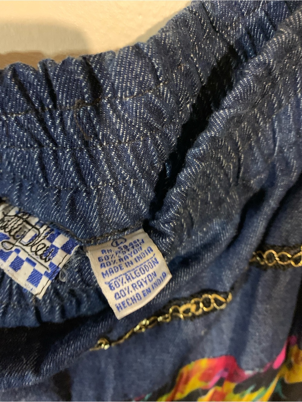 Vintage cottage core vibes Floral Boho Maxi Skirt in blue Jean  and Multicolor - Picture 4 of 10